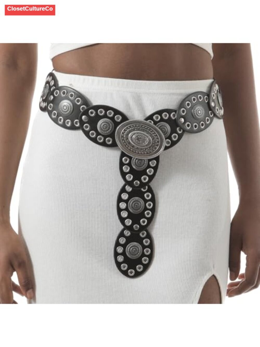 Boho Metal Concho Chain Belt Western Cowgirl Belts for Dresses Jeans